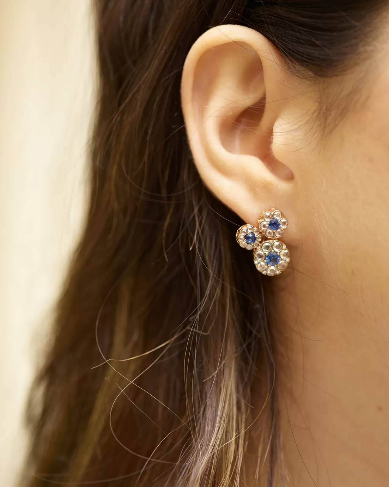 Beirut Rosace Boucles D'Oreillessaphirs Bleus - Diamants^Selim Mouzannar Online