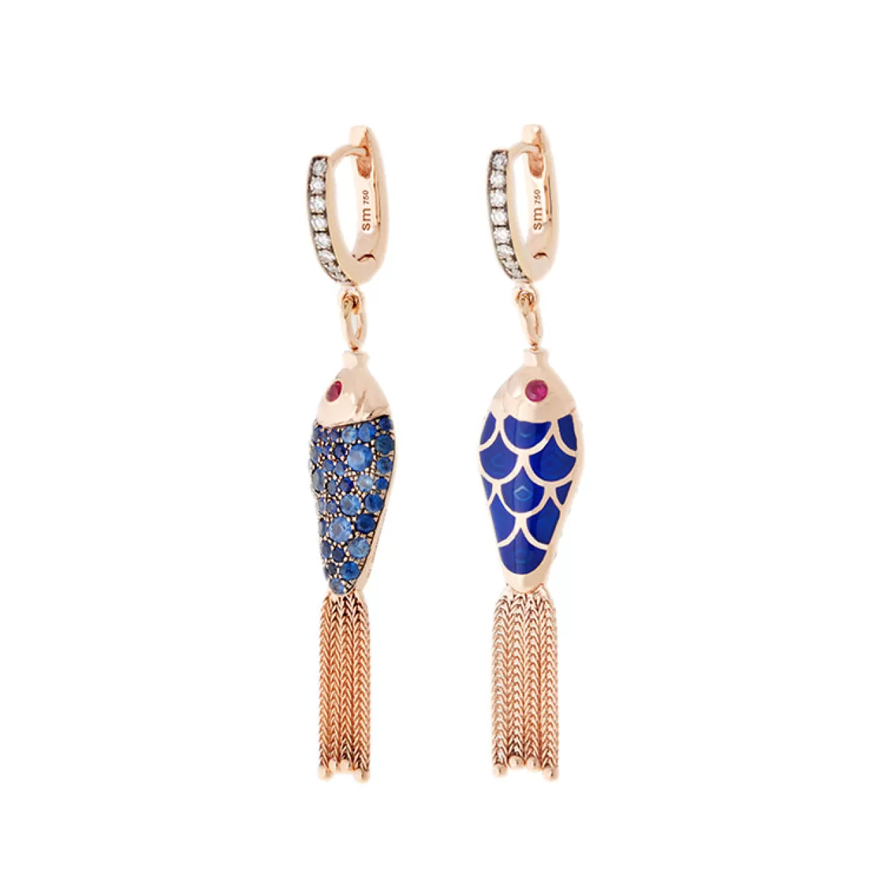 Fish For Love Boucle D'Oreille Bleu Marinediamants - Saphirs Bleus - Rubis^Selim Mouzannar Online