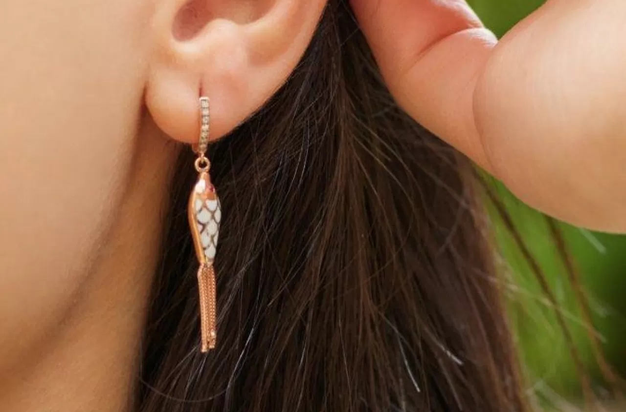 Fish For Love Boucle D'Oreille Noir & Ivoirediamants - Rubis^Selim Mouzannar Best Sale