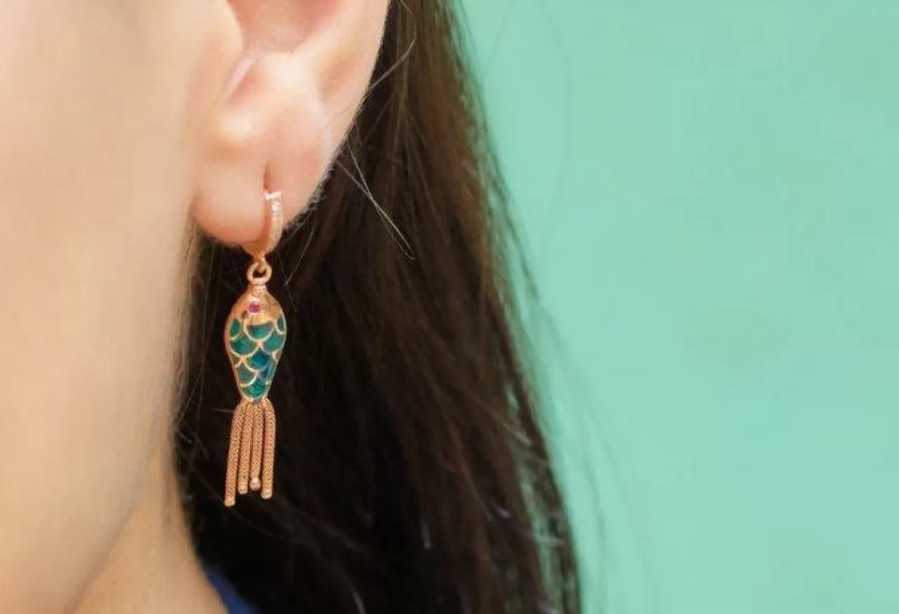 Fish For Love Boucle D'Oreille Petrole & Ivoirediamants - Rubis^Selim Mouzannar New