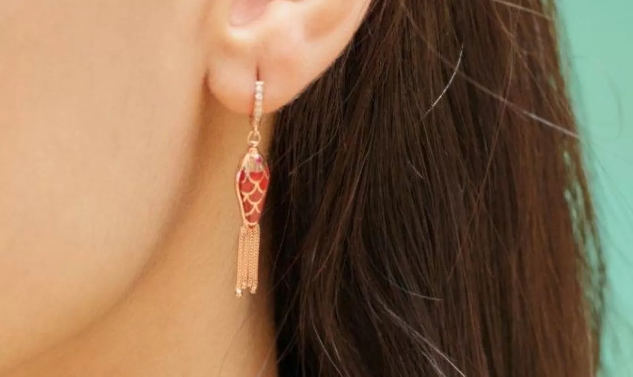 Fish For Love Boucle D'Oreille Rouge Rouille Clair & Foncediamonds - Rubis^Selim Mouzannar Outlet
