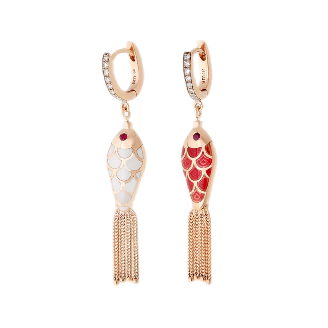 Fish For Love Earring Ivory & Rusty Reddiamonds - Rubies^Selim Mouzannar Best