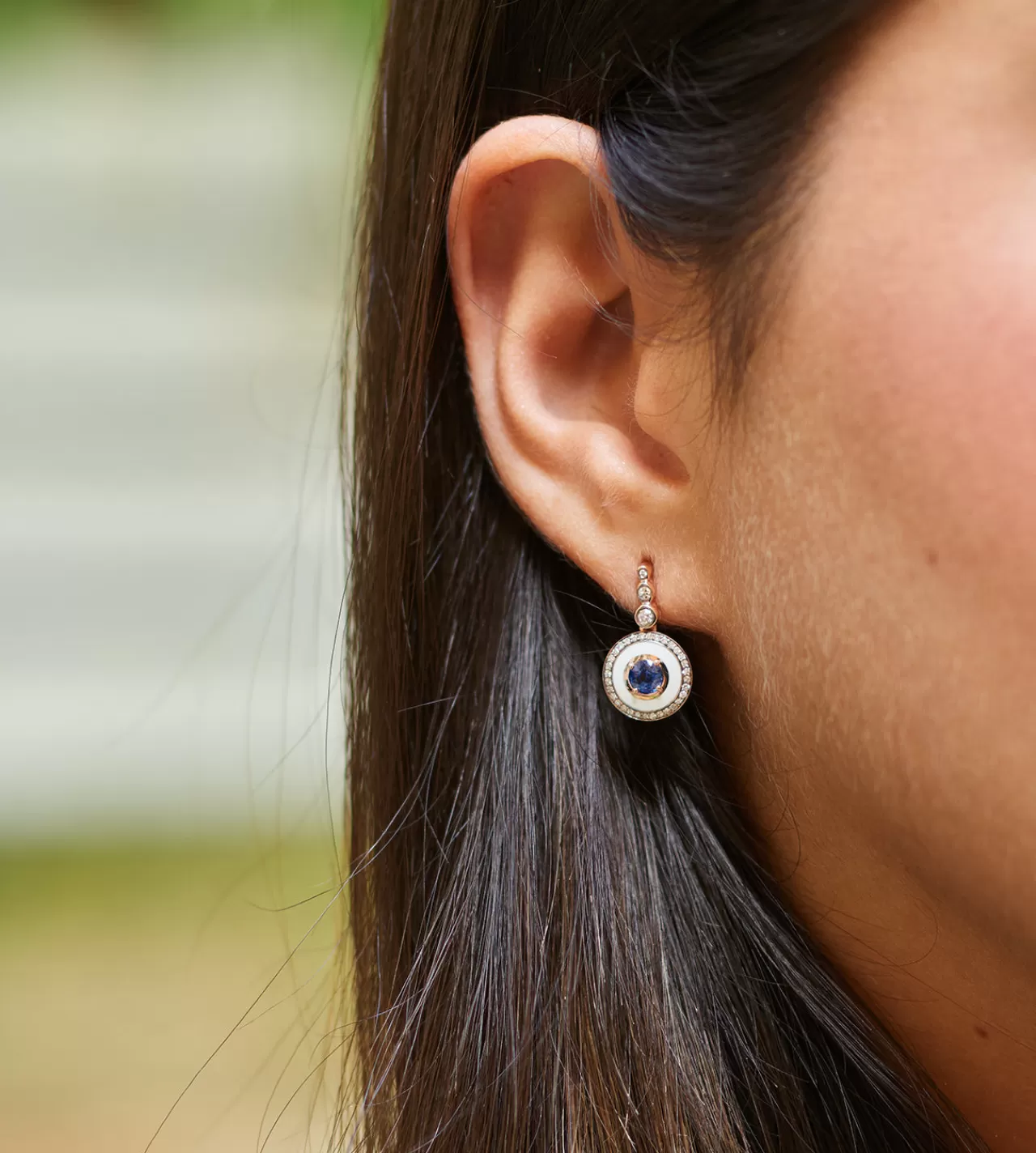 Mina Boucles D'Oreilles En Ivoiresaphirs Bleus - Diamants^Selim Mouzannar Sale