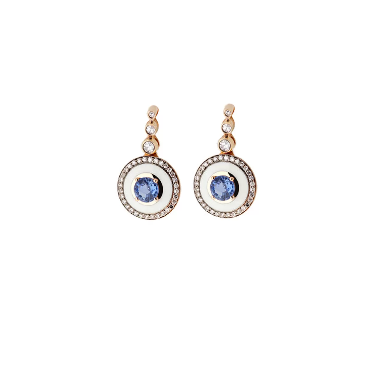 Mina Boucles D'Oreilles En Ivoiresaphirs Bleus - Diamants^Selim Mouzannar Sale